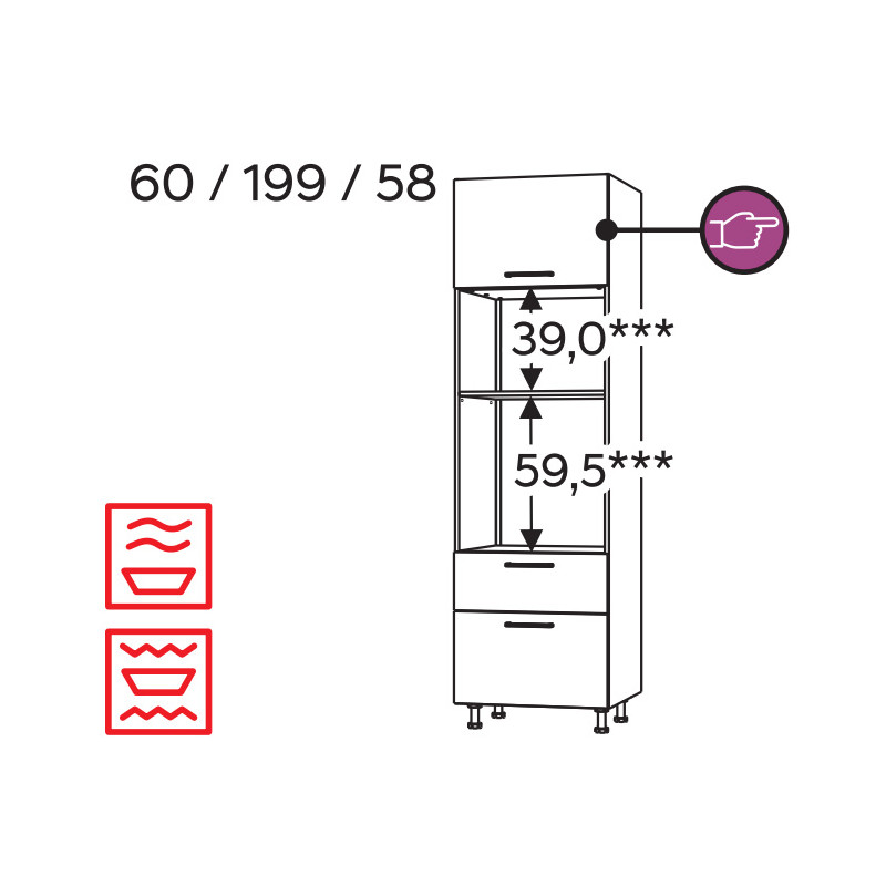 Columna horno micro 60/71 con 2 cajones ET